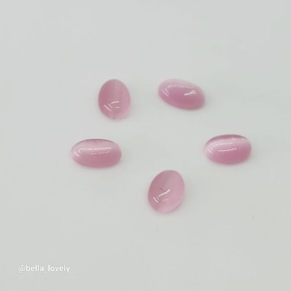 Tiny!! 5 Pieces 6x3x1mm Pink Cat Eye Jasper Oval Cab Cabochon - Picture 4 of 7